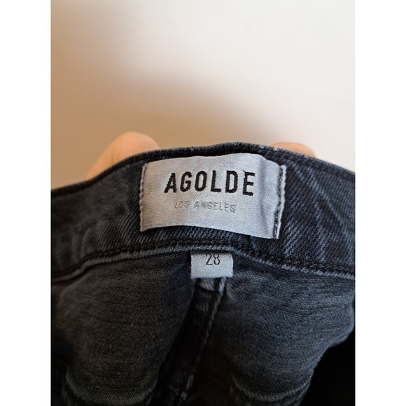 Agolde Toni Black Jeans Distressed Raw Hem Leg W 28 - Picture 4 of 7